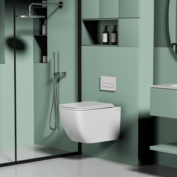 Унитаз подвесной безободковый Abber Ultra AC1303 с тонкой крышкой микролифт - фото 3