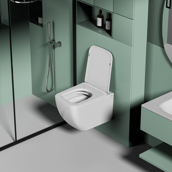 Унитаз подвесной безободковый Abber Ultra AC1303 с тонкой крышкой микролифт - фото 6