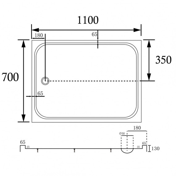 Поддон акриловый Abber 110x70 см AD3C117 - фото 9
