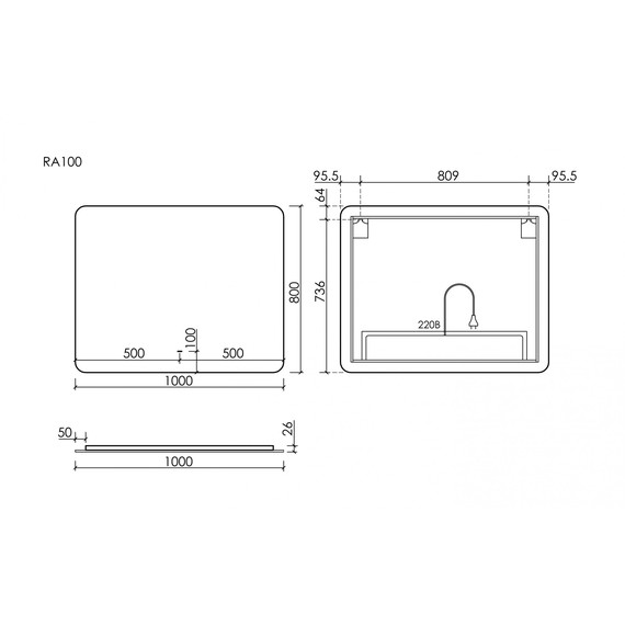 Зеркало Sancos Ray 100х80 см RA1000 - фото 5