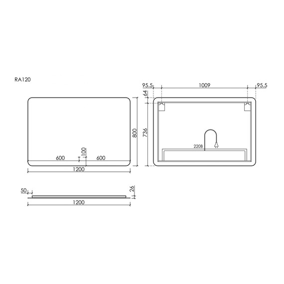 Зеркало Sancos Ray 100х80 см RA1200 - фото 5