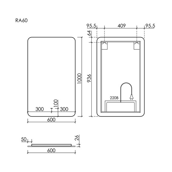 Зеркало Sancos Ray 60х100 см RA600 - фото 5