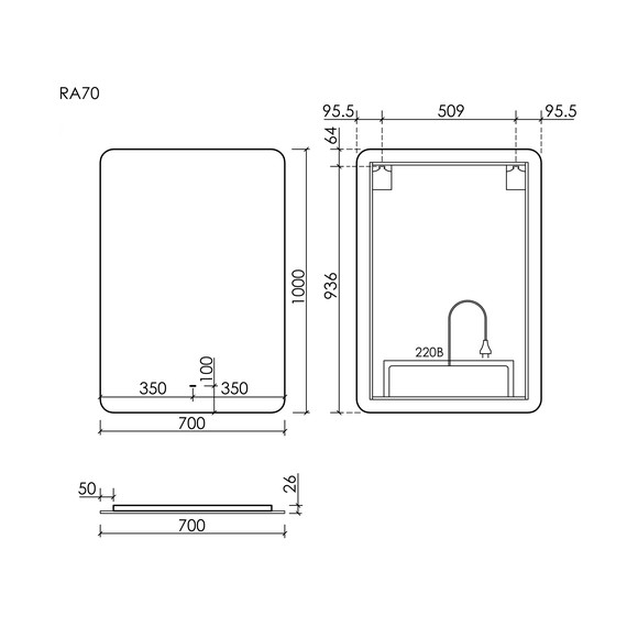 Зеркало Sancos Ray 70х100 см RA700 - фото 5