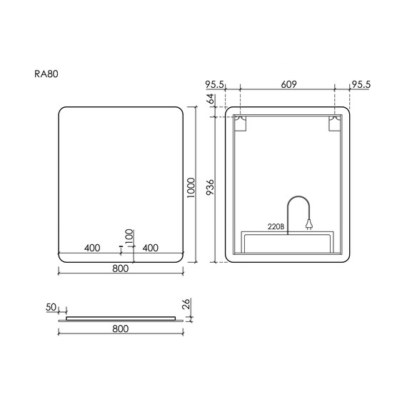 Зеркало Sancos Ray 80х100 см RA800 - фото 5