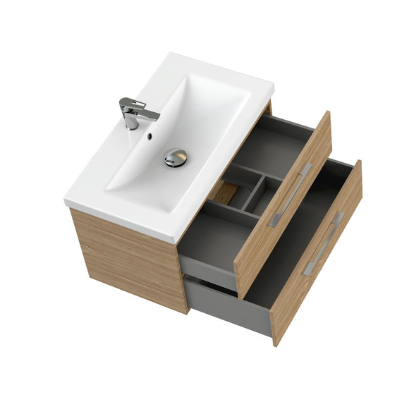 Тумба подвесная с раковиной Cersanit Lara 80 см A63416, орех - фото 22