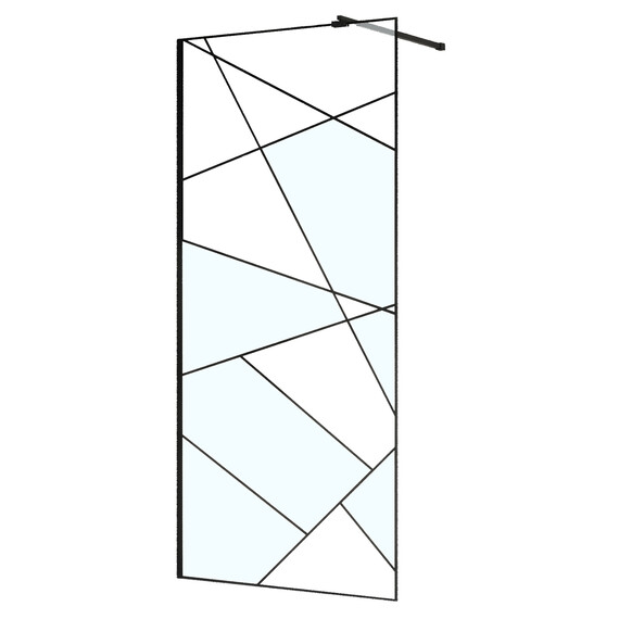 Душевая перегородка Azario Walk-in 100 см AZ-271-100-MB-CGP (стекло 8 мм) чёрный матовый/узор - фото 