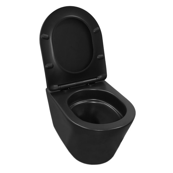 Унитаз подвесной безободковый Azario VELA AZ-2480MB с крышкой микролифт (Система смыва торнадо) чёрный матовый - фото 11