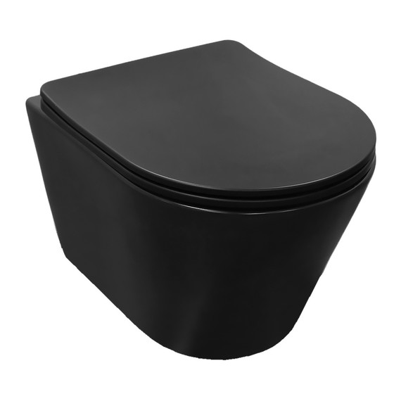 Унитаз подвесной безободковый Azario VELA AZ-2480MB с крышкой микролифт (Система смыва торнадо) чёрный матовый - фото 3