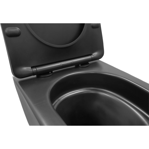 Унитаз подвесной безободковый Azario VELA AZ-2480MB с крышкой микролифт (Система смыва торнадо) чёрный матовый - фото 7