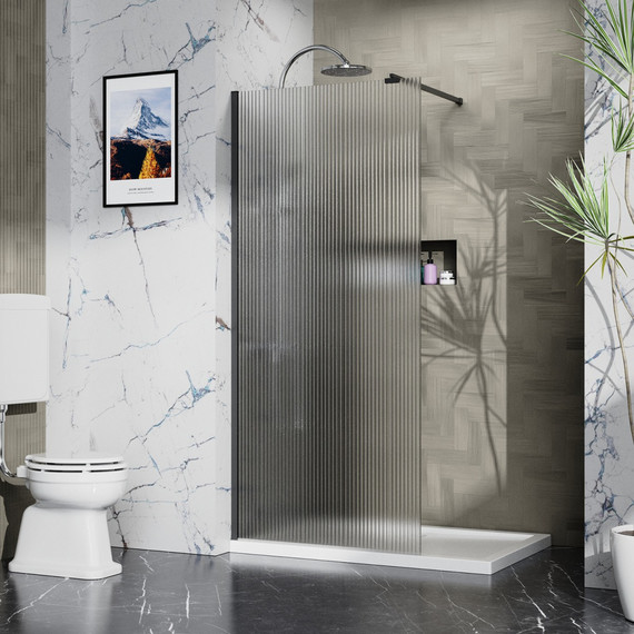 Душевая перегородка Azario Walk-in 120 см AZ-251-120-MB-CRF (стекло 8 мм) чёрный матовый/рифленое - фото 5