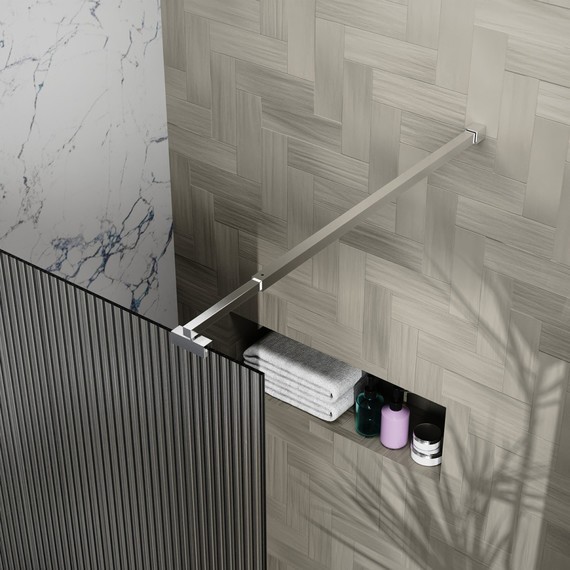 Душевая перегородка Azario Walk-in 90 см AZ-251-90-MGR-CRF (стекло 8 мм) графит матовый/рифленое - фото 7