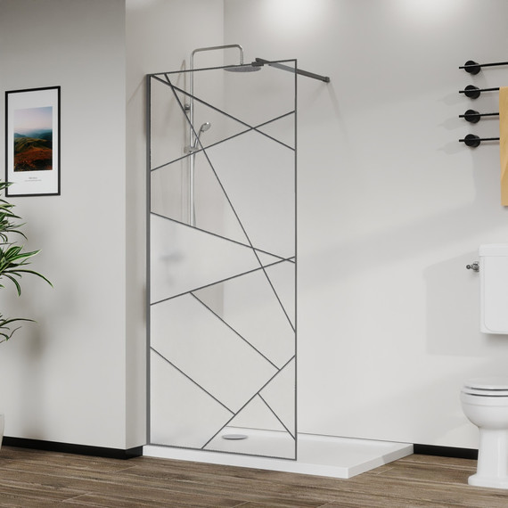 Душевая перегородка Azario Walk-in 120 см AZ-271-120-MGR-CGP (стекло 8 мм) графит матовый/узор - фото 