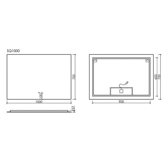 Зеркало Sancos Square 100х70 см SQ1000 - фото 4