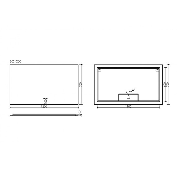 Зеркало Sancos Square 120х70 см SQ1200 - фото 4