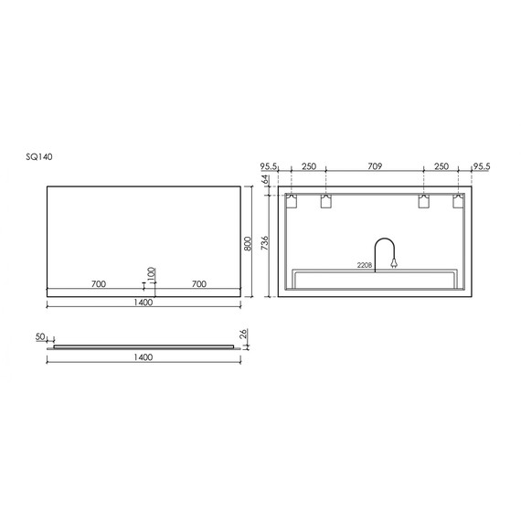 Зеркало Sancos Square 140х80 см SQ1400 - фото 5