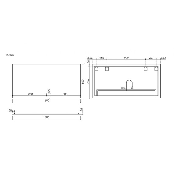 Зеркало Sancos Square 160х80 см SQ1600 - фото 5