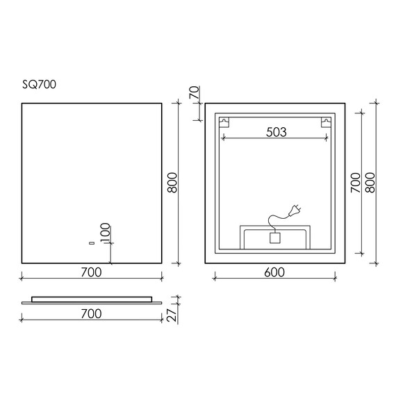 Зеркало Sancos Square 70х80 см SQ700 - фото 4