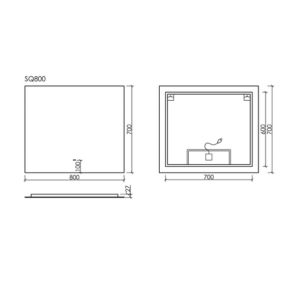 Зеркало Sancos Square 80х70 см SQ800 - фото 4