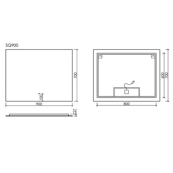 Зеркало Sancos Square 90х70 см SQ900 - фото 4