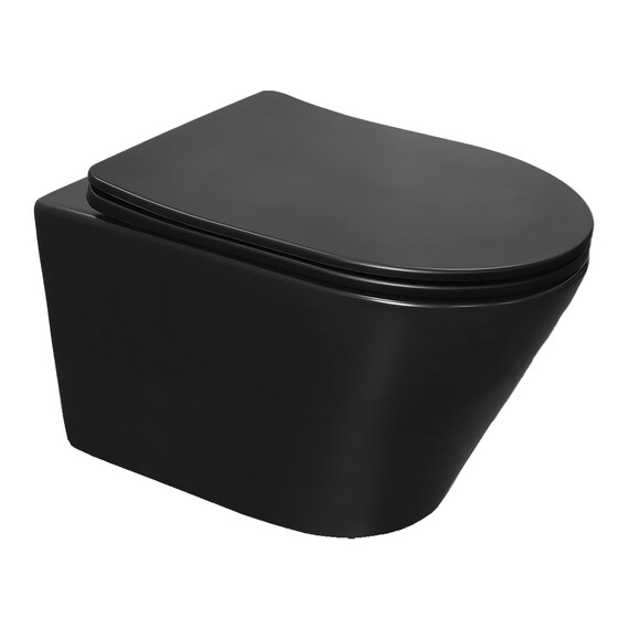 Унитаз подвесной безободковый Azario VELA AZ-2480MB с крышкой микролифт (Система смыва торнадо) чёрный матовый - фото 2