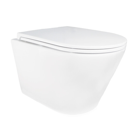 Унитаз подвесной безободковый Azario SONGO AZ-5180T-WHT с тонкой крышкой микролифт (система смыва Торнадо) - фото 2