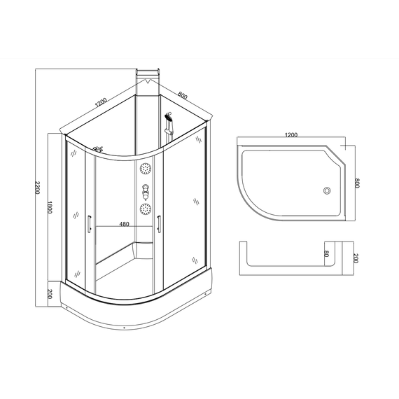 Гидробокс Taliente 120x80 см TA-128CW(R), белый/прозрачное - фото 8