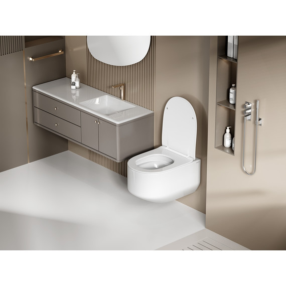 Унитаз подвесной безободковый Abber Bequem AC1130 с тонкой крышкой микролифт (Система смыва торнадо) - фото 7