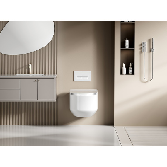 Унитаз подвесной безободковый Abber Bequem AC1130 с тонкой крышкой микролифт (Система смыва торнадо) - фото 6