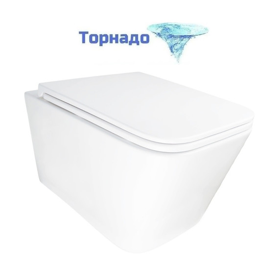 Унитаз подвесной безободковый Azario PACE AZ-5172T-WHT с тонкой крышкой микролифт (система смыва Торнадо) - фото 
