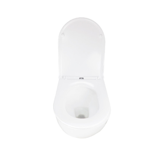 Унитаз подвесной безободковый Azario RUMBA AZ-5175T-WHT с тонкой крышкой микролифт (система смыва Торнадо) - фото 6