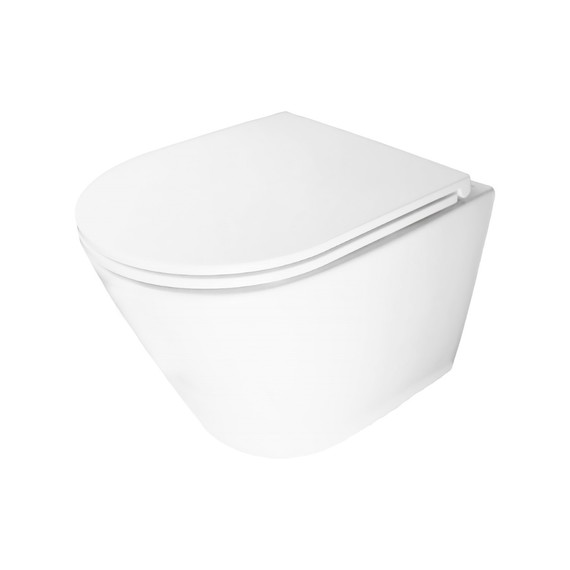 Унитаз подвесной безободковый Azario BLISS AZ-5179T-WHT с тонкой крышкой микролифт (система смыва Торнадо) - фото 3