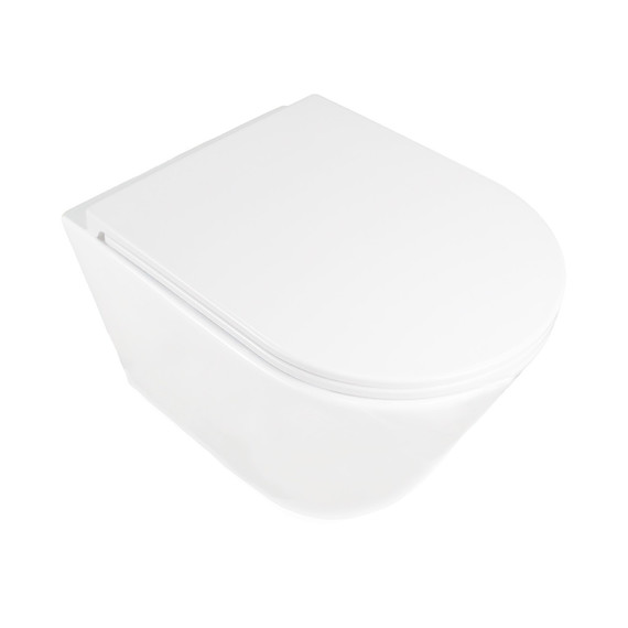 Унитаз подвесной безободковый Azario SONGO AZ-5180T-WHT с тонкой крышкой микролифт (система смыва Торнадо) - фото 4