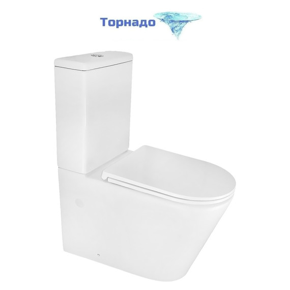 Унитаз-компакт безободковый Azario MIZEN AZ-8300 с тонкой крышкой микролифт (система смыва Торнадо) - фото 