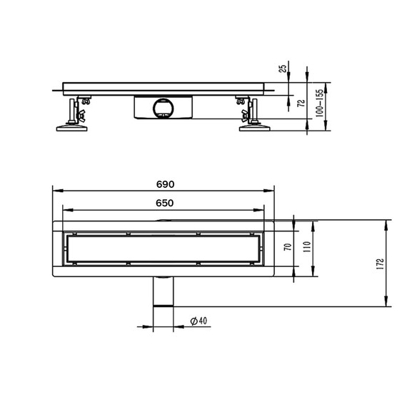 Трап Azario 65 см AZT2PT20650 (под плитку) - фото 5