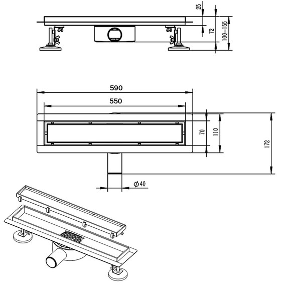 Трап Azario 55 см AZT3TILE550 (под плитку) - фото 5