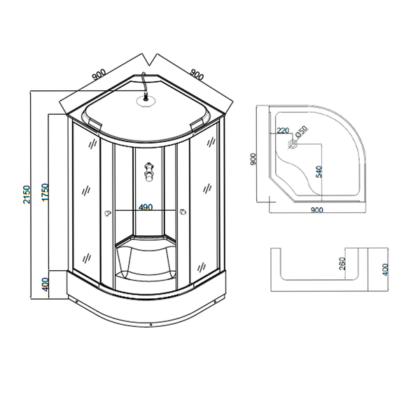 Душевая кабина Taliente 90x90 см TA-9090M, хром/матовое - фото 4
