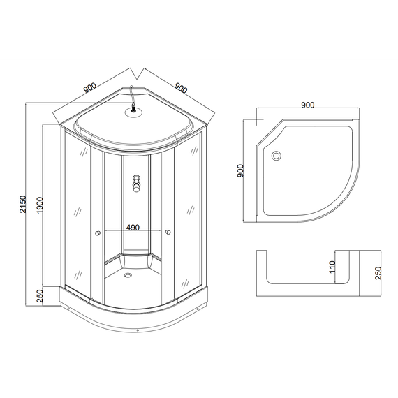 Душевая кабина Taliente 90x90 см TA-9091G, хром/тонированное - фото 4
