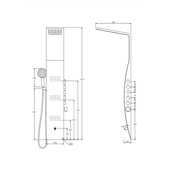 Гидромассажная панель Taliente ТА-G-A04Bb+s, черный матовый - фото 4