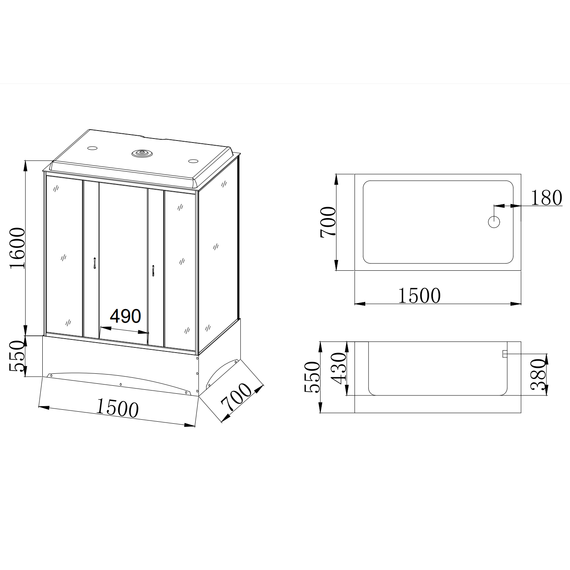 Душевая кабина Taliente 150x70 см TA-15070M, хром/матовое - фото 7