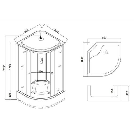 Душевая кабина Taliente 80x80 см TA-8080G, хром/тонированное - фото 4