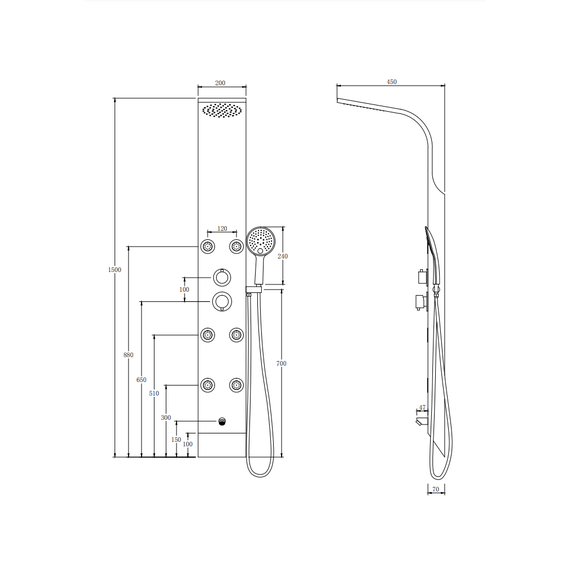 Гидромассажная панель Taliente ТА-G-A02Bb+s, черный матовый - фото 4
