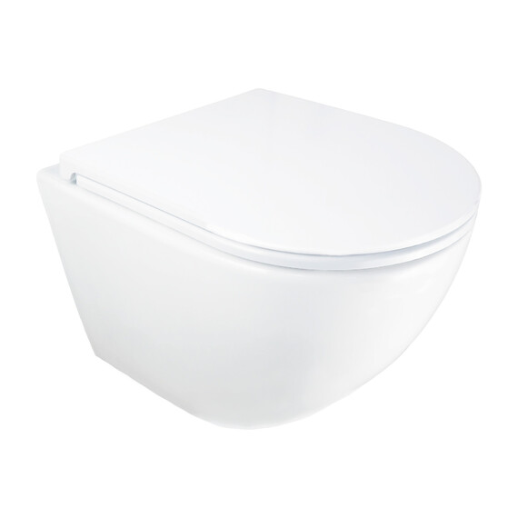 Унитаз подвесной безободковый Azario ADAGIO AZ-5177T-WHT с тонкой крышкой микролифт (система смыва Торнадо) - фото 2