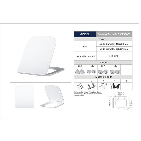 Унитаз подвесной безободковый Taliente Correto Tornado 3 CR55003 с крышкой микролифт (система смыва Торнадо) - фото 8