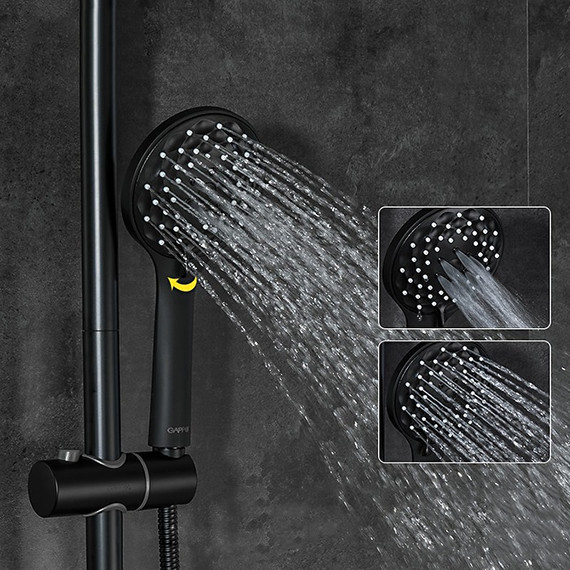 Душевая стойка с термостатом Gappo G2490-6, черный, Цвет производителя: чёрный - фото 6