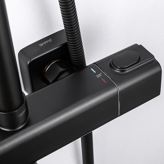 Душевая стойка с термостатом Gappo G2491-6, черный, Цвет производителя: чёрный - фото 8