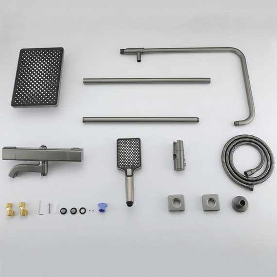 Душевая стойка с термостатом Gappo G2491-9, оружейная сталь, Цвет производителя: оружейная сталь - фото 36