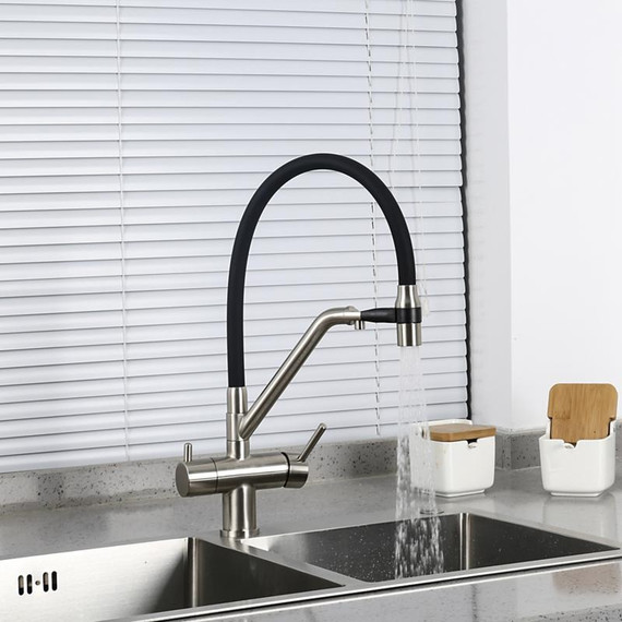 Смеситель для кухни Gappo G4398-85, сатин/черный - фото 2