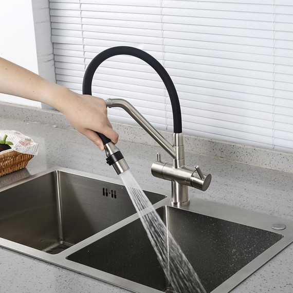 Смеситель для кухни Gappo G4398-85, сатин/черный - фото 5