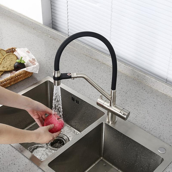 Смеситель для кухни Gappo G4398-85, сатин/черный - фото 6