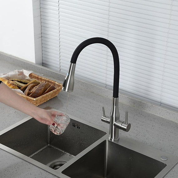 Смеситель для кухни Gappo G4399-65, сатин/черный - фото 18